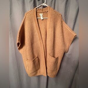 Aerie cozy oversized, camel colored, open knit cardigan sweater